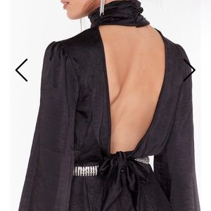 Nasty Gal open back high neck tie crop top